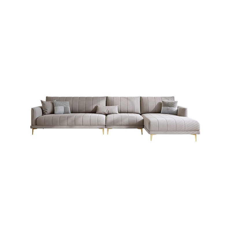 Nordic Sofa & Chaise in Grey Square Arm Sofa with Bolster Pillows