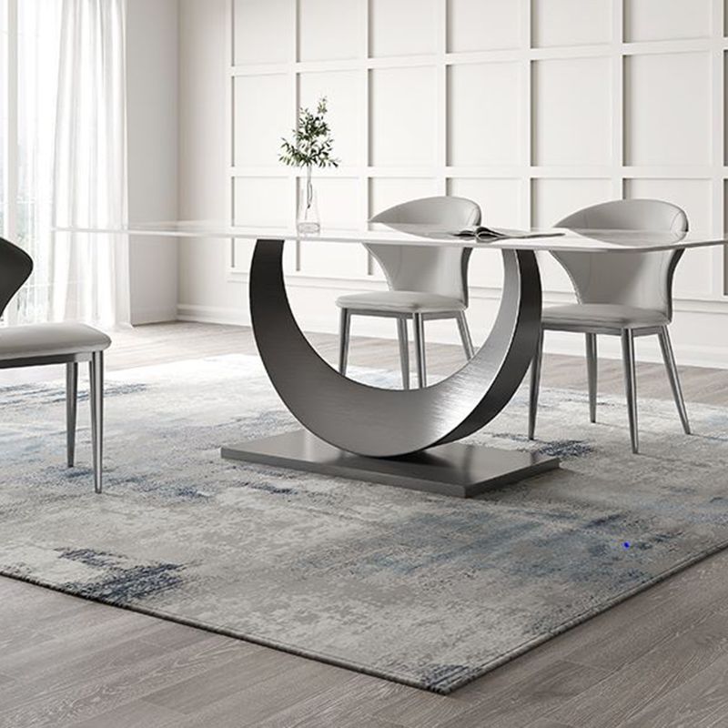 Contemporary Style 1/3/4/5/6/7/8 Pieces Dining Set Stone Rectangle Furniture in White