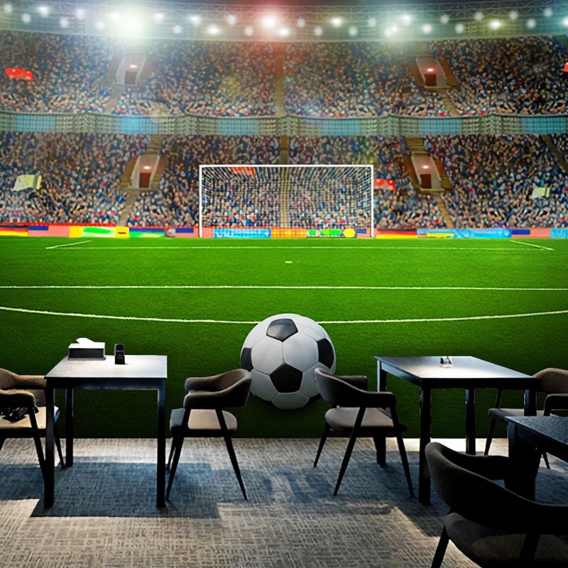 Big Photo Simple Mural Wallpaper for Clue with Football Field Design in Green