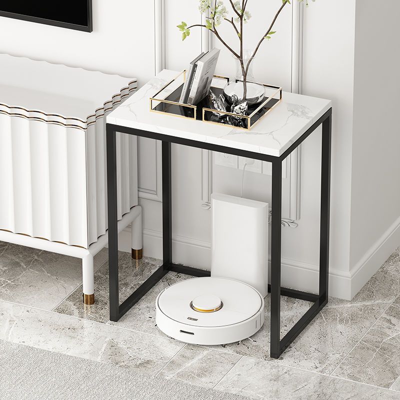 Frame Base Design Cocktail Table Slate Desktop Rectangular Coffee Table with Metal Base