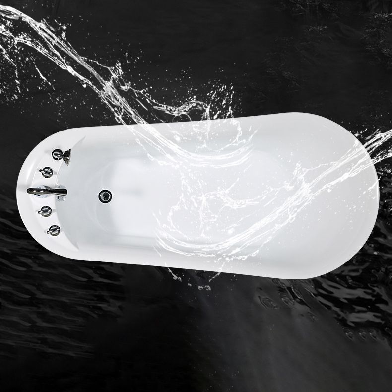 White Acrylic Oval Bathtub Soaking Freestanding Tub with Faucet