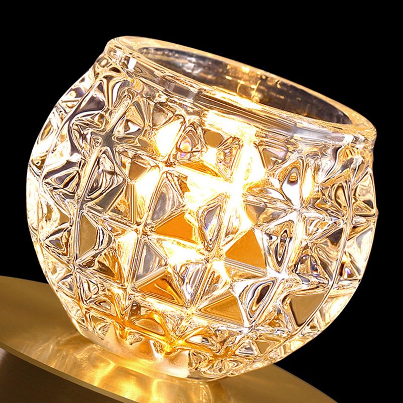 Luminaire de plafond de chambre à coucher sphérique cristal 1 tête minimaliste encastré or