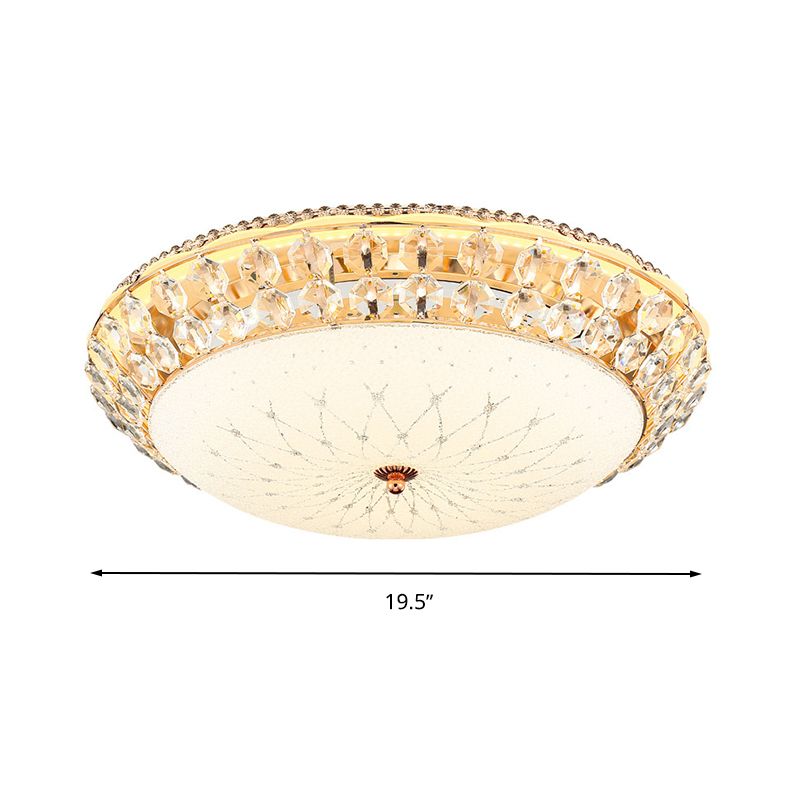 Sala de estar con cúpula de cristal de color blanco Luz de techo de simplicidad LED de cristal con acento de cristal facetado, 12 "/16" /19,5 "