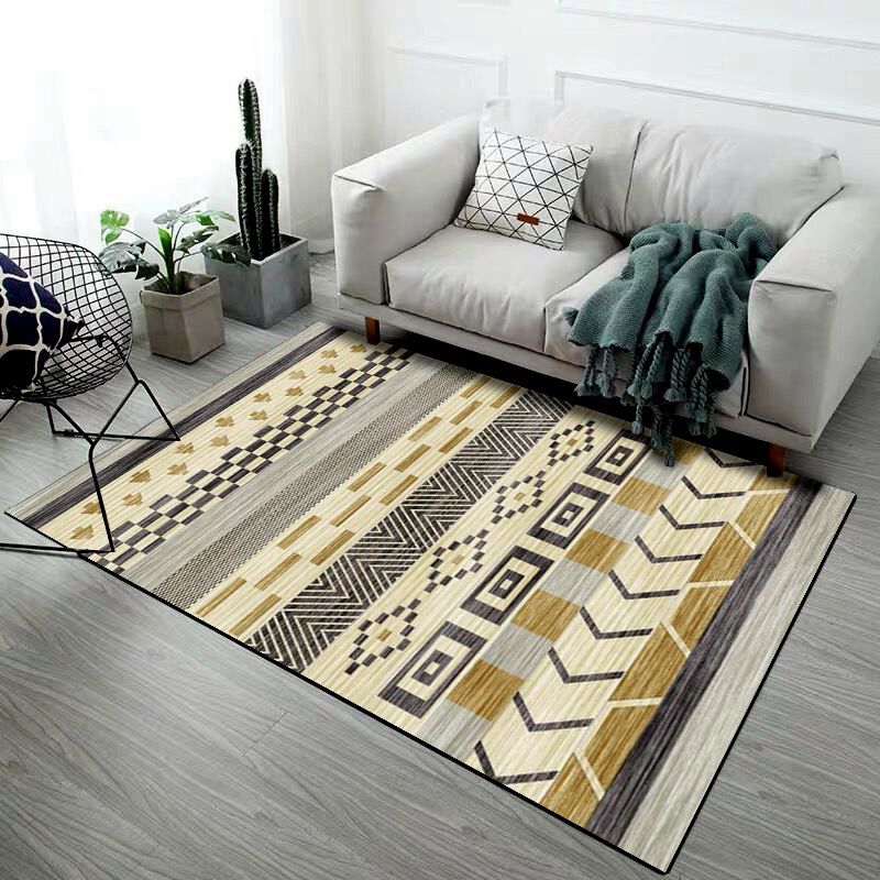 Multi-Colored Room Rug Western Geometric Pattern Area Rug Polypropylene Anti-Slip Backing Pet Friendly Washable Carpet