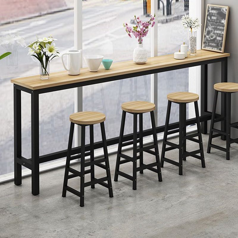 Black and Natural Bistro Accent Dining Table Wood and Metal Cocktail Bar Table
