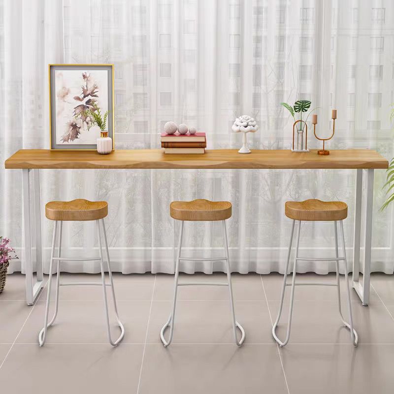 Contemporary Rectangle Wood Counter Table Indoor Bar Dining Table
