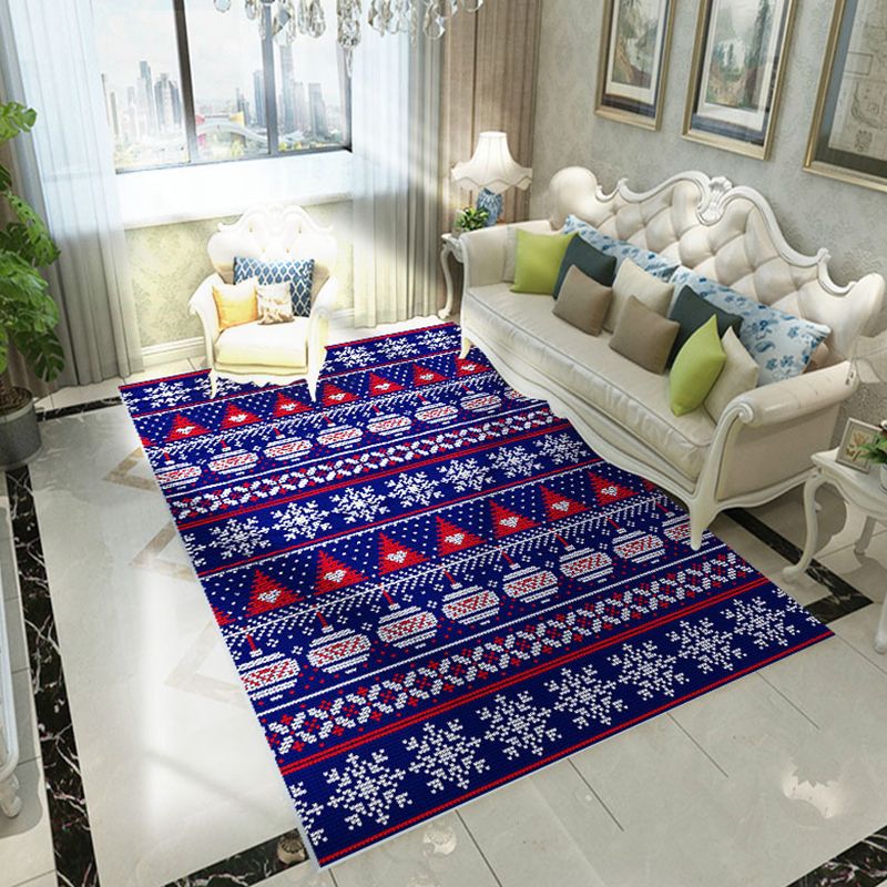 Contemporary Rug Polyester Abstract Print Carpet Stain Resistant Area Rug for Living Room