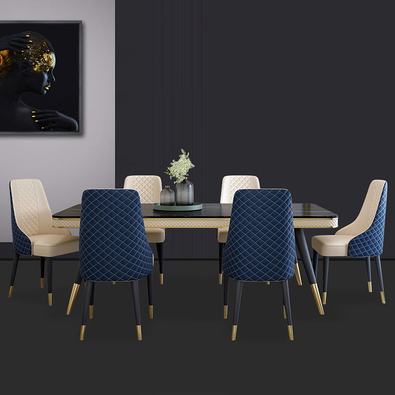 Modern Rectangle 1/4/5/6/7 Pieces Dining Table Set Black Legs Indoor Dinette Set