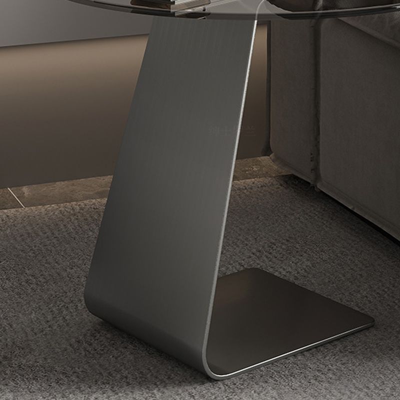 Mid-Century C  Shape Base Round GlassSide Table Luxurious Pedestal End Table