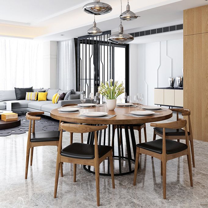 Modern 1/2/7 Pieces Dining Set Round Pine Wood Dining Table for Dining Room