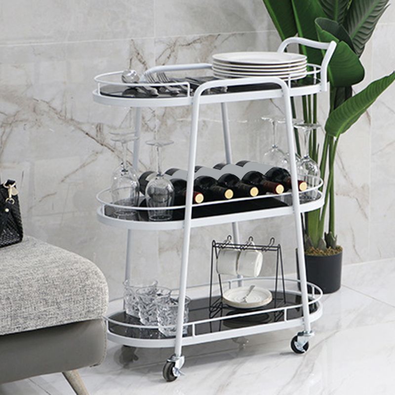 Modern Style Oval Prep Table Rolling Metal Prep Table for Kitchen