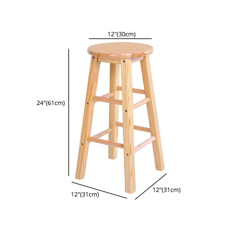 Industrial Style Bar-stool with Wooden Legs Round Seat for Kitchen Bar
