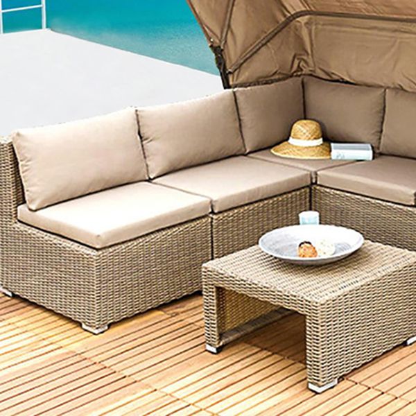 Tropical Style Outdoor Sofa Metal Set Sofa& Side Table& Canopy Seating