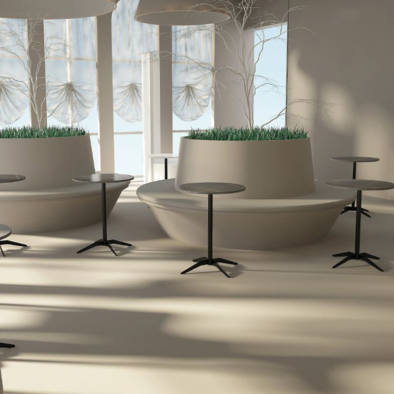 Modern Stone Cocktail Table with Black Pedestal Coffee Table - 21.7''/23.6''