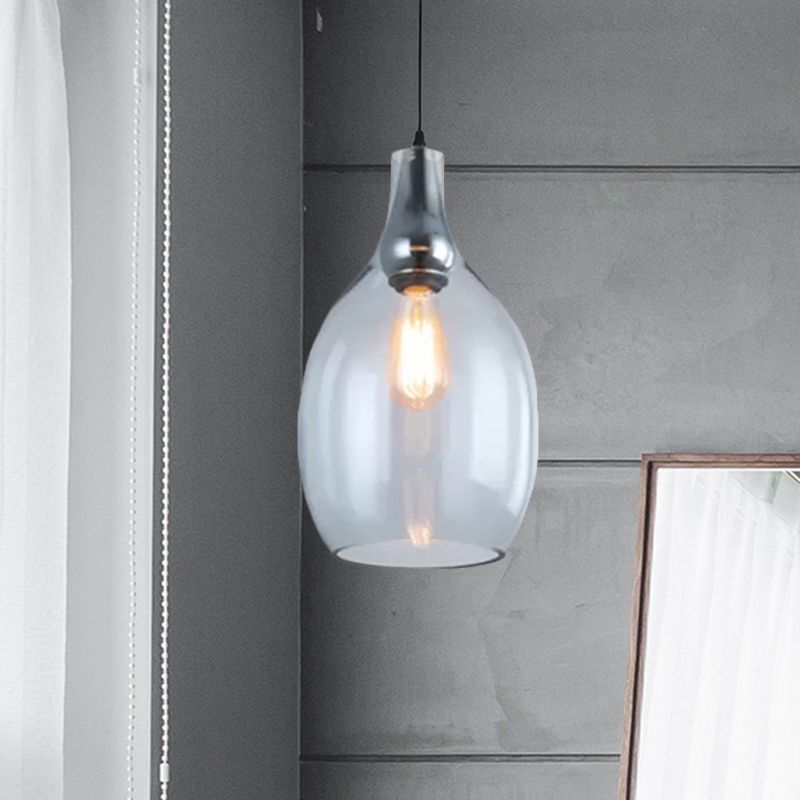 Bottle Pendant lampe moderniste bleu / ambre verre 1 lumière nickel suspendu luminaire pour chambre à coucher