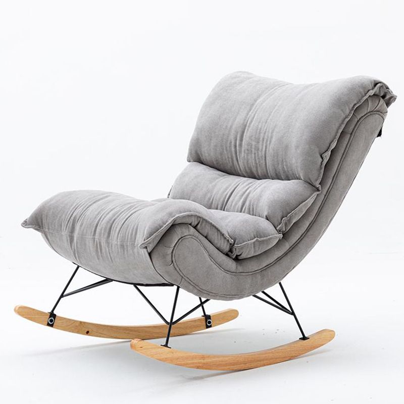 Modern Rocker Upholstered Tufted Cushion Rocking Chair with Dark Leg