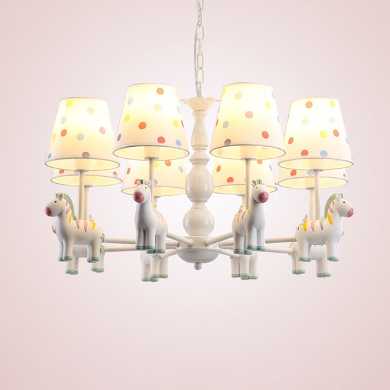 Zebra Bedroom Chandelier Pendant Light Resin Childrens Hanging Light with Patterned Fabric Shade