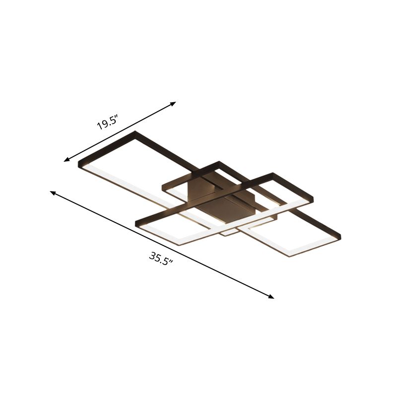 Plafoniera moderna a semi-incasso in acrilico a LED da 35,5"/43" in bianco/nero a 3 rettangoli con luce calda/bianca