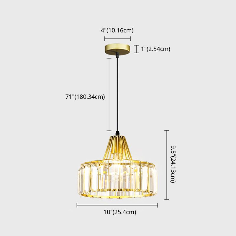 Moderne luxe hanglampje smeed smeedijzeren koepelhanglamp met kristalschaduw