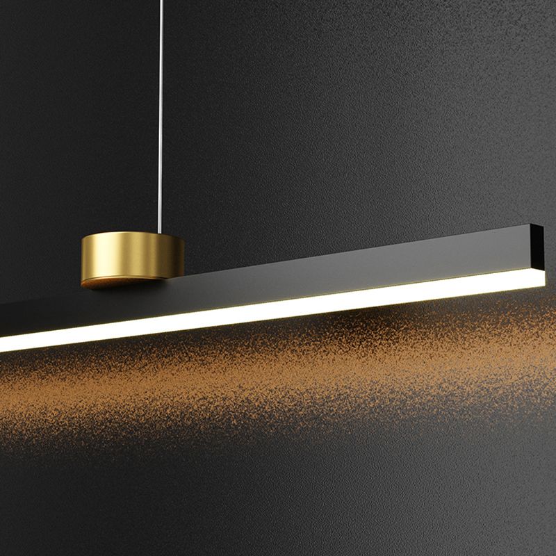 Black Metal Island Lamp Modern Linear Restaurant Pendant Light with Acrylic Shade