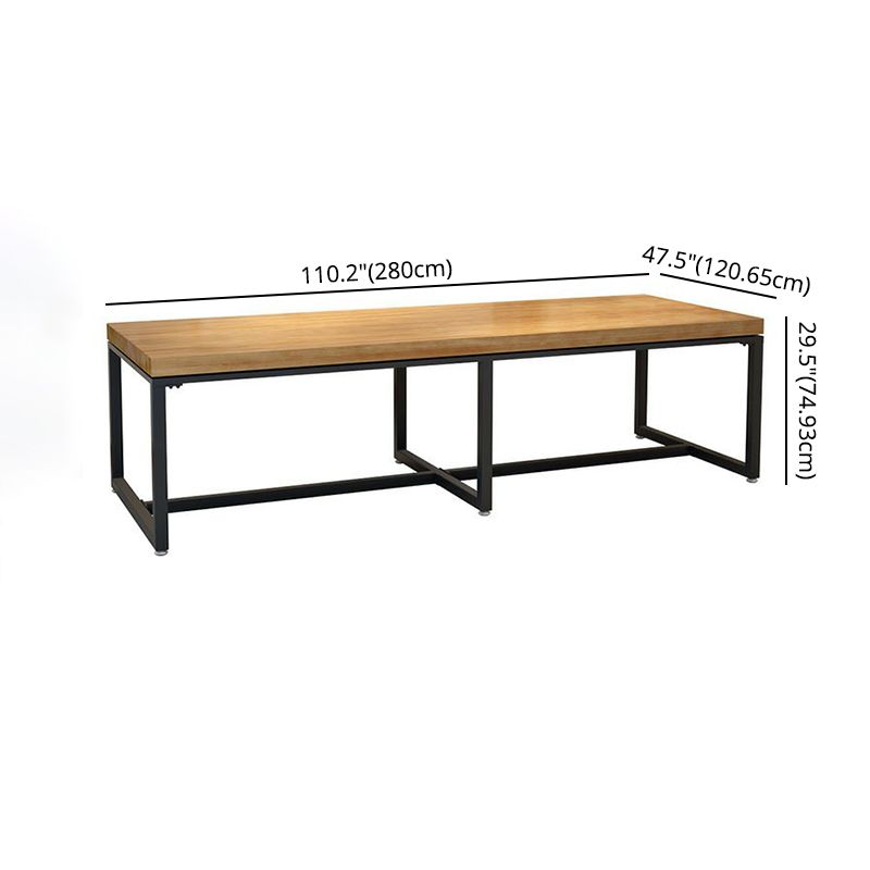 Industrial Wooden Dining Room Set with Rectangle Table and Black Legs Dining Table Furniture