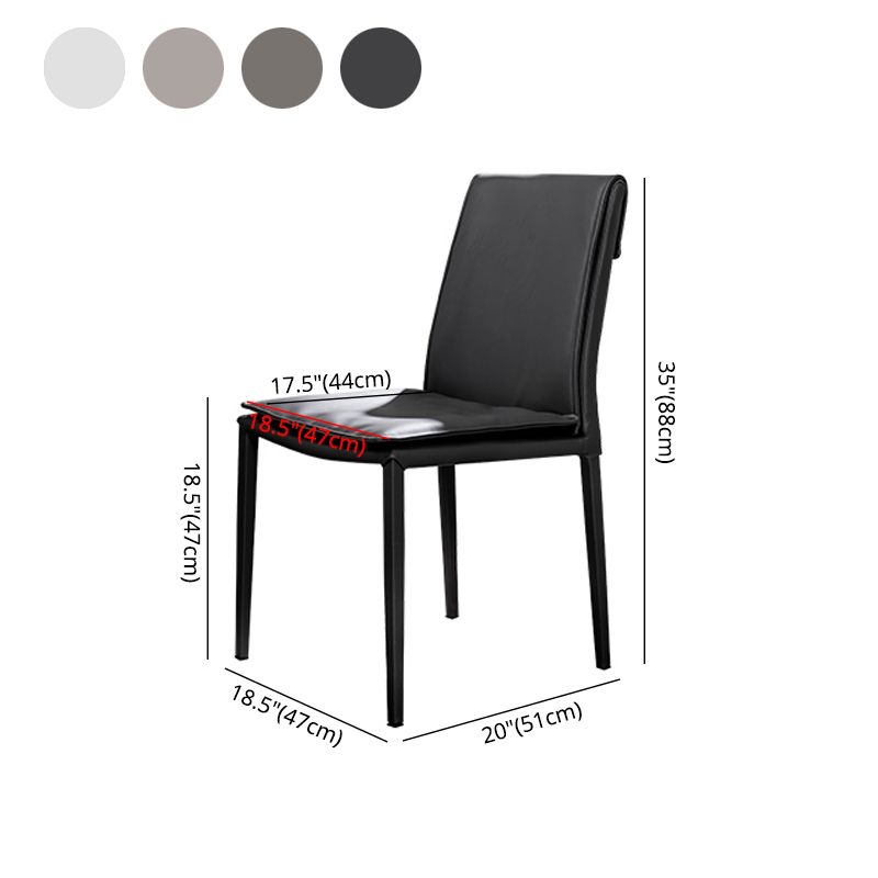 Modern Indoor-Outdoor Dining Room Chairs Leather Dining Armless Chairs (Set of 2)