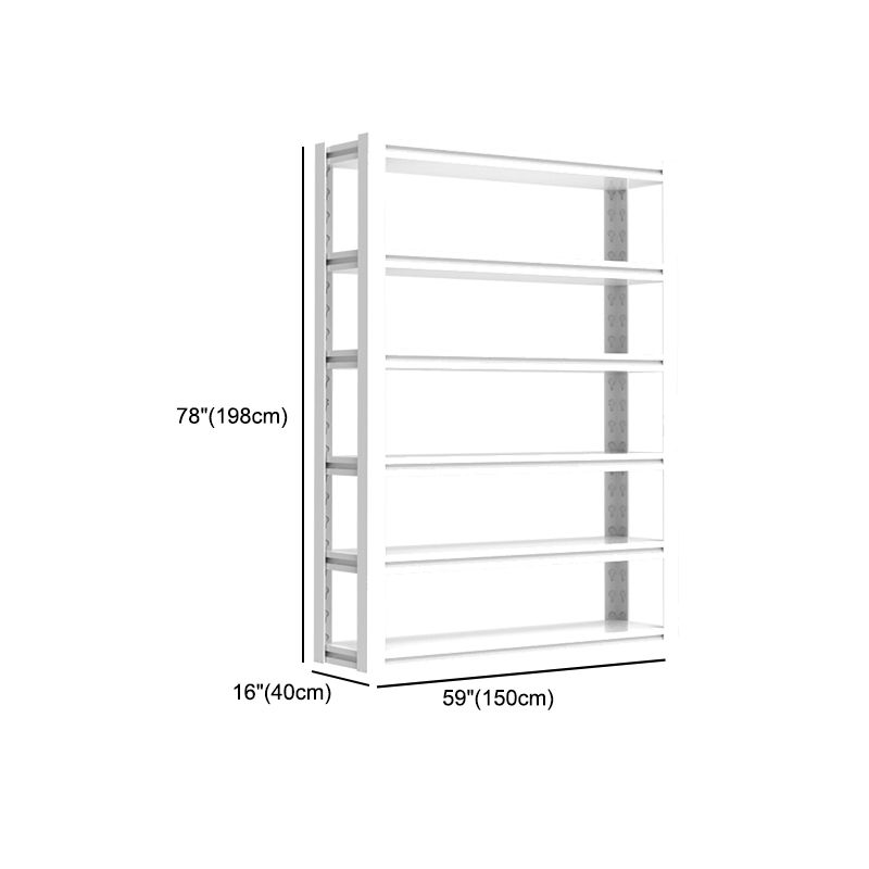 Modern Style Metal Bookshelf White Open Back Bookcase for Home Office