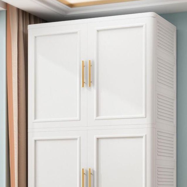 Plastic Wardrobe Cabinet with Garment Rod Hinged Wardrobe Closet