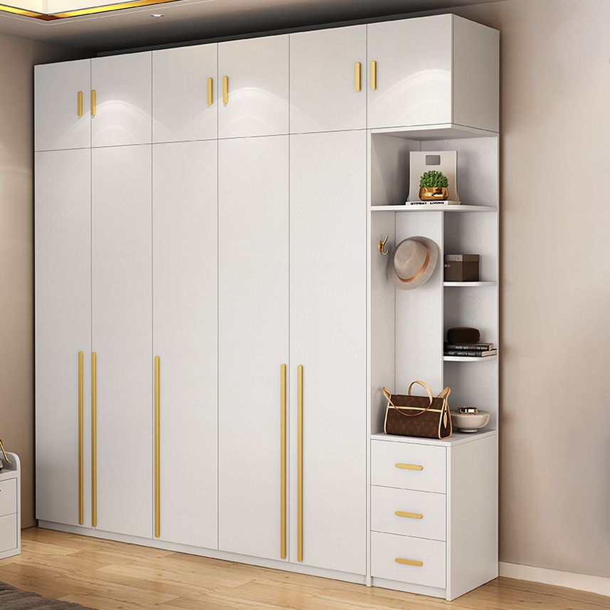 White Colour Wooden Wardrobe Contemporary Style Wardrobe Closet for Home