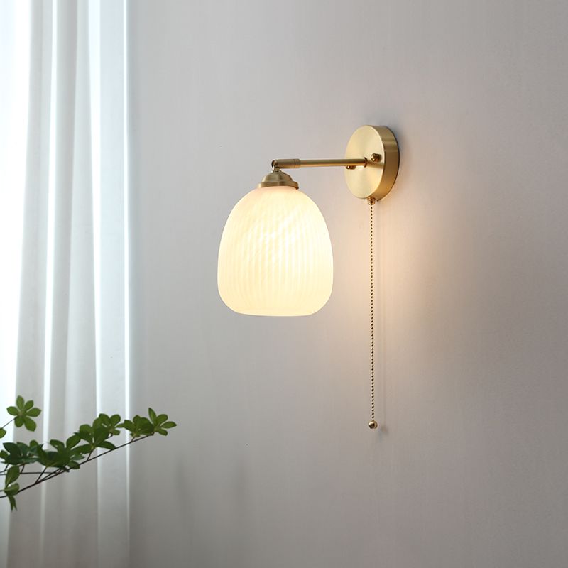 Iluminación de pared geométrica de vidrio de 1 luces lámpara de pared de estilo moderno en blanco