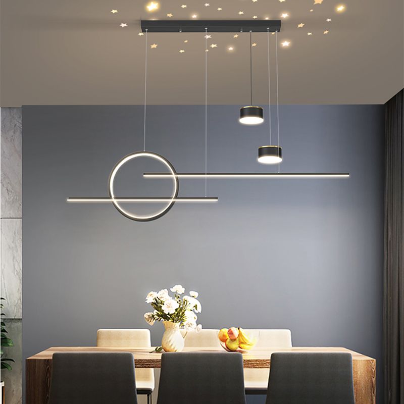 Contemporary Style Linear Island Lighting Metal 5 Light Island Pendant Lights