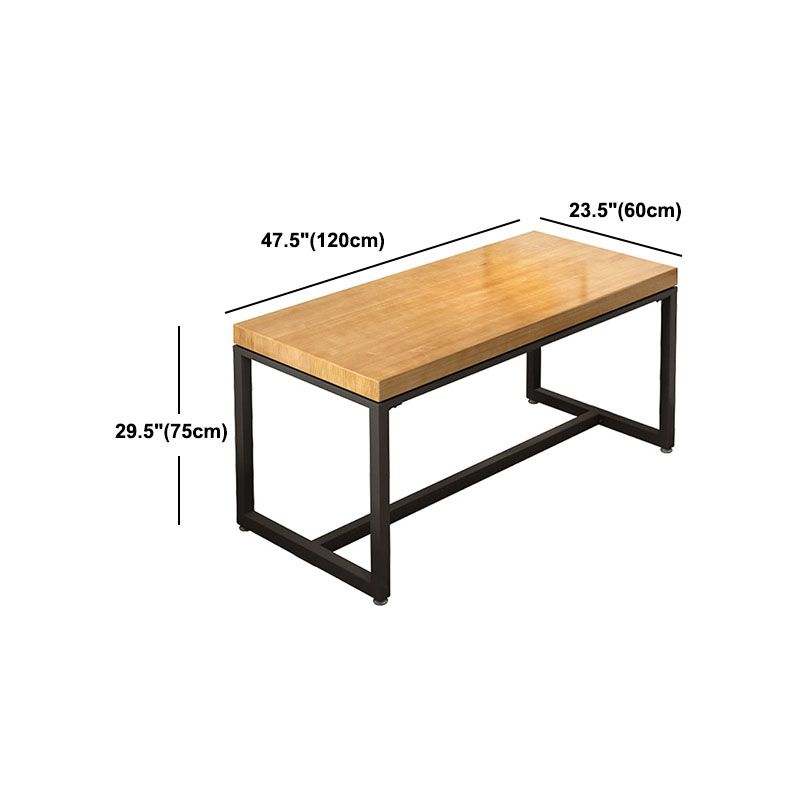 Pine Wood Top Dining Table Industrial Rectangle Table with Trestle Base