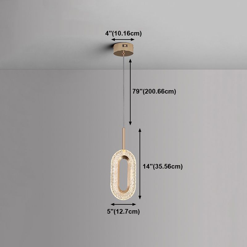 Contemporary Style Oval Shape Pendant Lights Metal Hanging Lamps in Gold