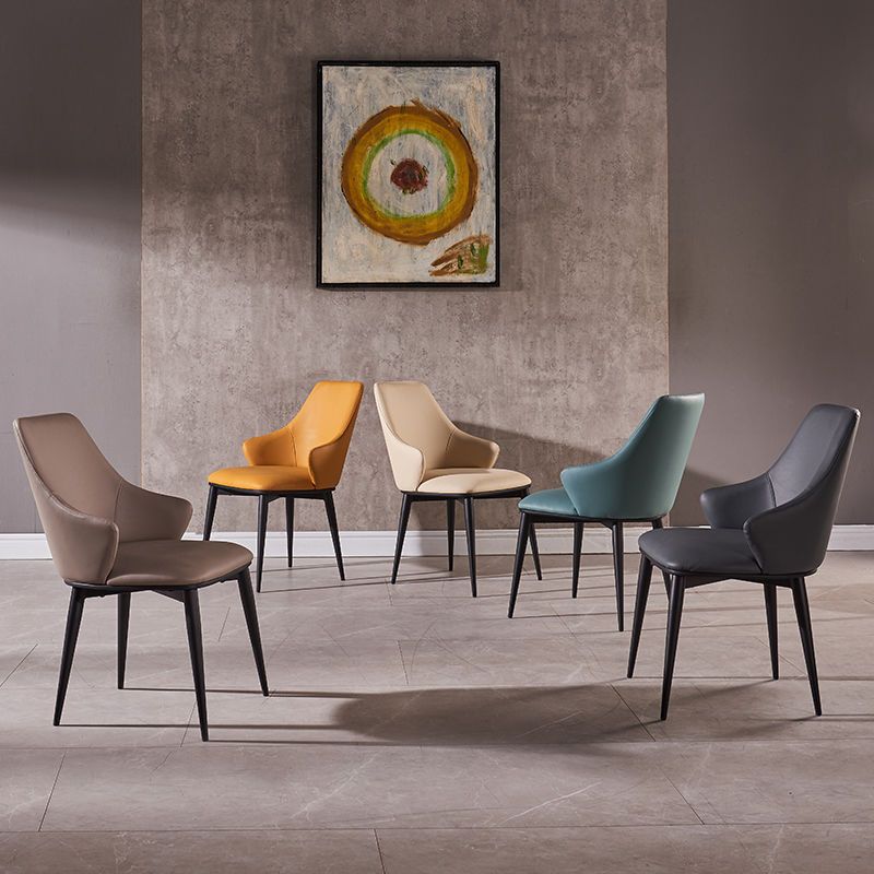 Faux Leather Dining Chair Wingback Side Chair in Matte Finish