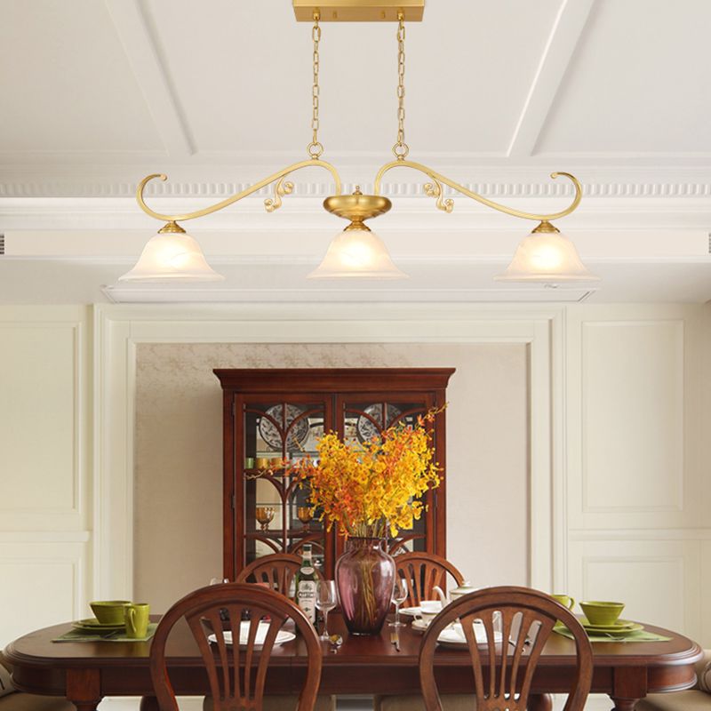 Isola contemporanea illuminazione vetro a campana 3 luce dell'isola luce in oro