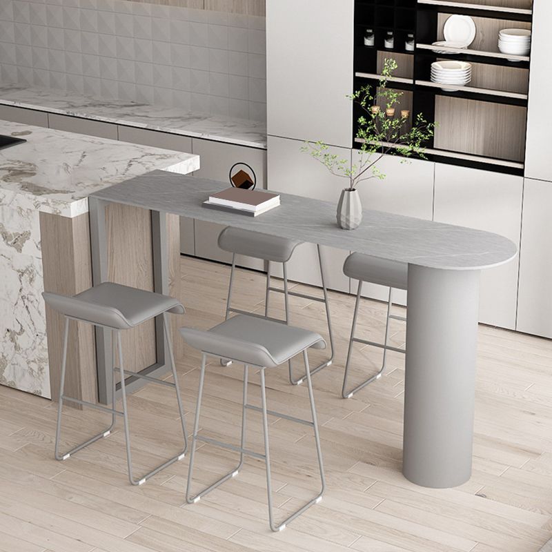 Glam Pub Height Dining Table Stone Top Pub Table for Patio Use