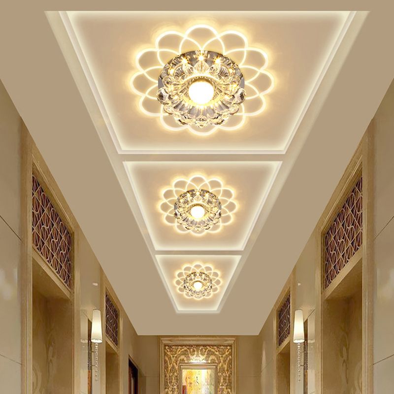 Scalloped Hall Flush Plafond Light Clear Crystal LED Modernist Flush-Mount Light Fixture