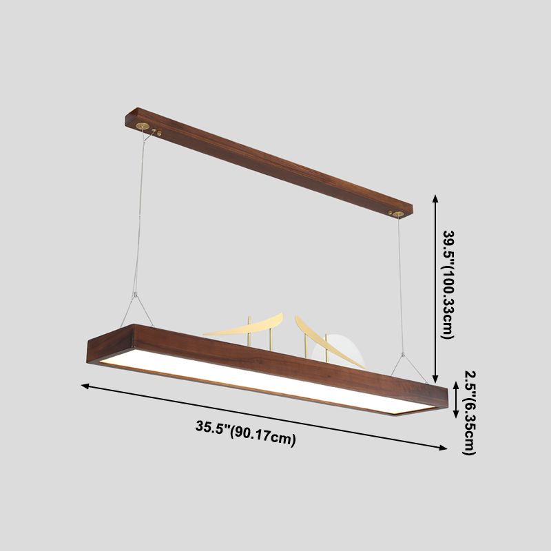 Luz de techo de isla geométrica de cocina moderna de madera ligera de madera ligera