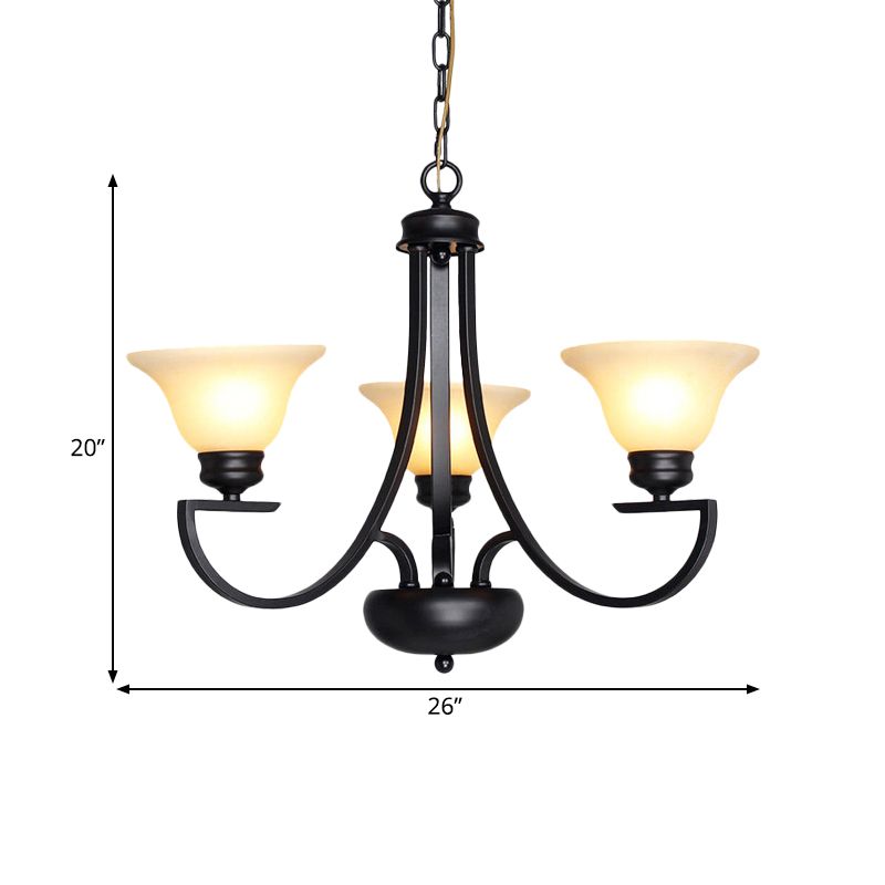 Black 3/5/6 teste lampada lampadina tradizionale canova a campana di vetro bianco con braccio sinuoso