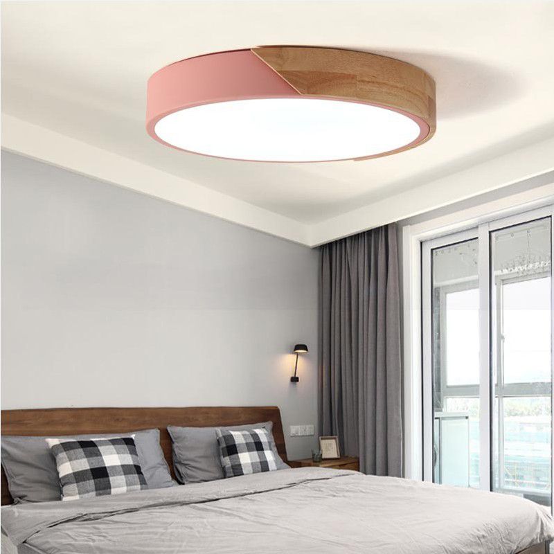 Lampada da soffitto a LED a forma rotonda in stile moderno e semplice macaroon in acrilico 1 luce per la camera degli ospiti dell'hotel studio