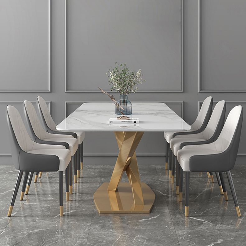 Modern Sintered Stone Dining Room Set with Rectangle Table and Gold LegsDining Table Furniture
