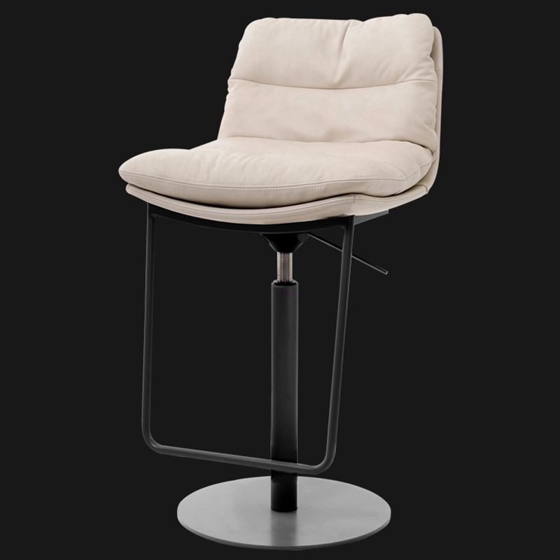 Glam Style Armless Counter Stool Leather Adjustable Height Bar Stool