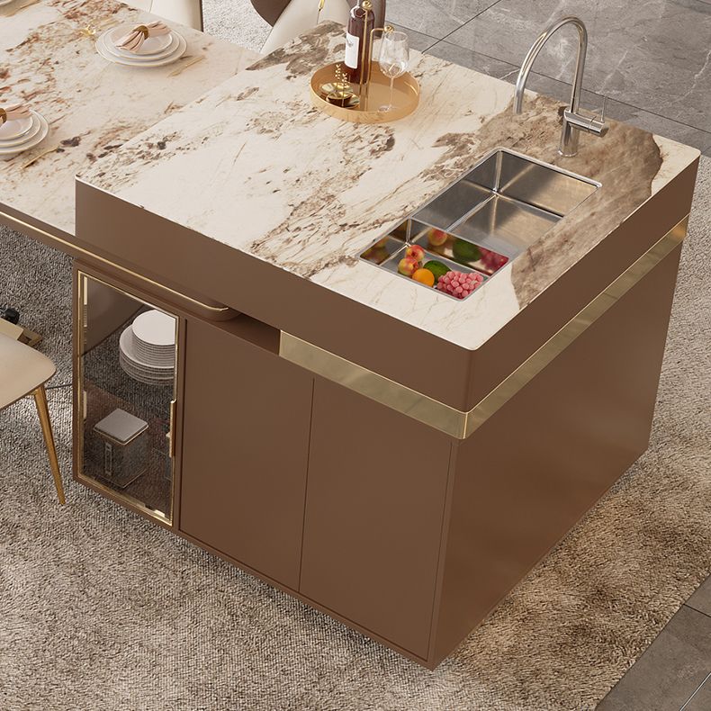 Stone Top Dinette Table with Storage Modern Kitchen Dining Table