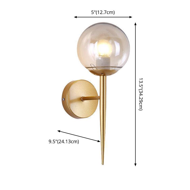 Spherical Bedroom Wall Sconce Lighting Glass Simplicity Style Sconce Light Fixture