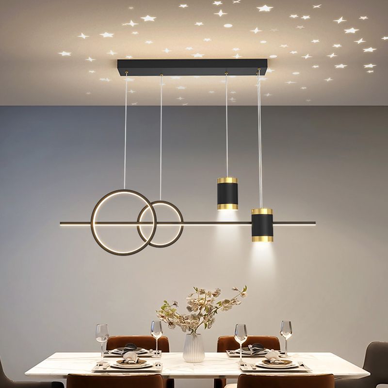 5-Light Contemporary Hanging Light Metal Adjustable Length Island Light Fixture
