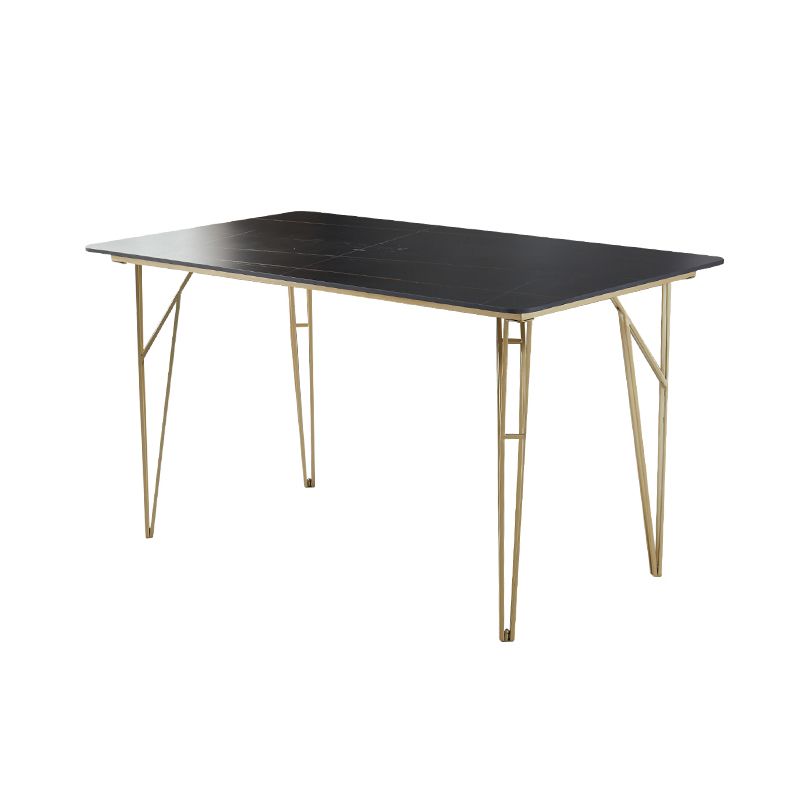Gold Tripod Base Dining Table Stone and Metal Traditional Luxury Dining Table