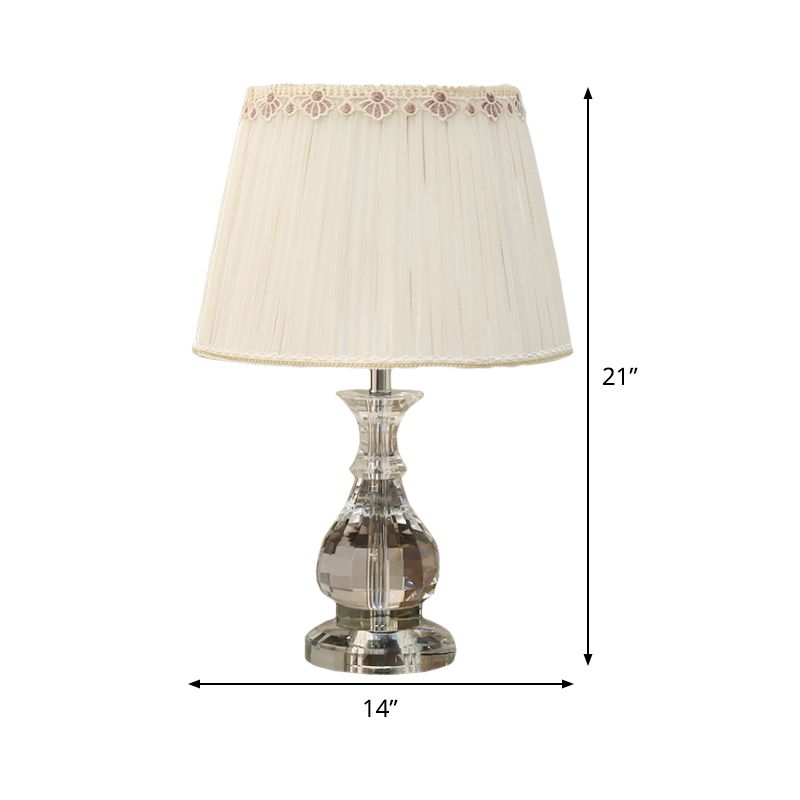 1 tête de tâche courbée légère modernisme lampe à lecture en cristal coupé à la main en beige pour chambre à coucher