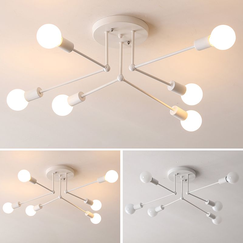 Metaal Modern Semi Flush Mount Verlichting 6 Lichten Sputnik Semi-flush lichte armaturen voor Semi Flush Mount Verlichting