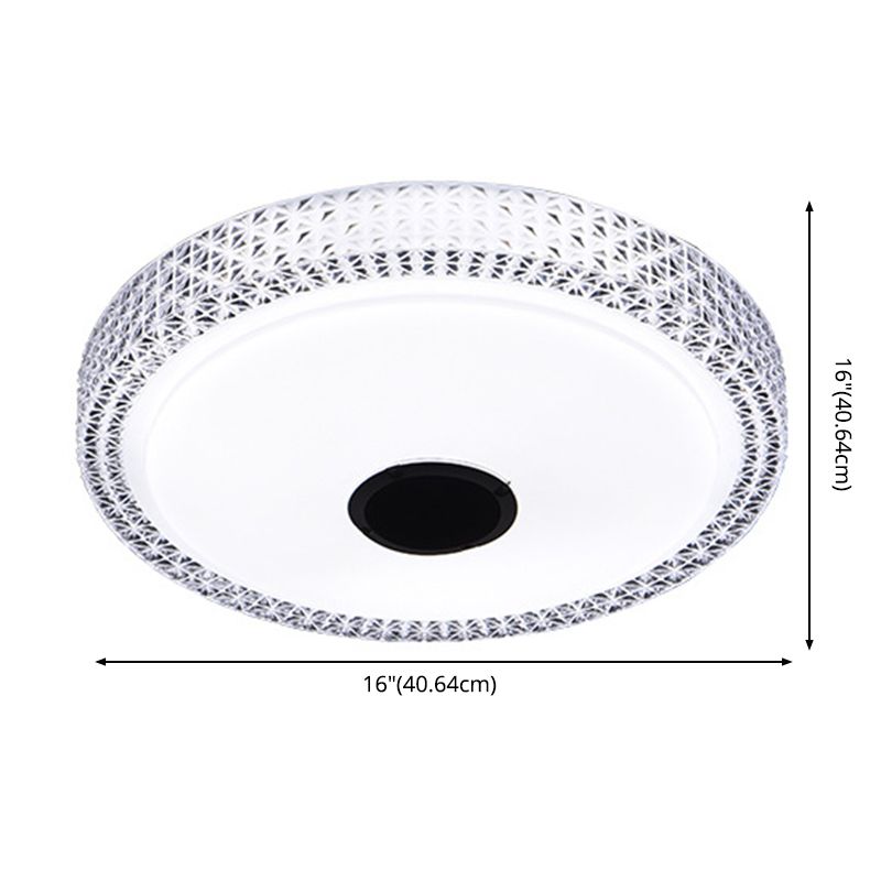 Weiße kreisförmige WLAN-Deckenleuchte, moderne LED-Acryl-Unterputzleuchte für Schlafzimmer