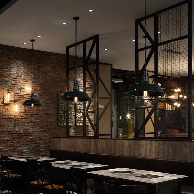 Metal Black Commercial Pendant Lighting Shaded Farmhouse Style Pendant Light Fixture